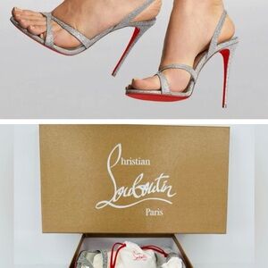Christian Louboutin Emilie 100 glittered leather slingback sandals